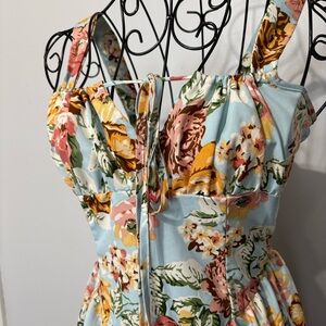 Floral Tie-Front Mini Sundress - Size M